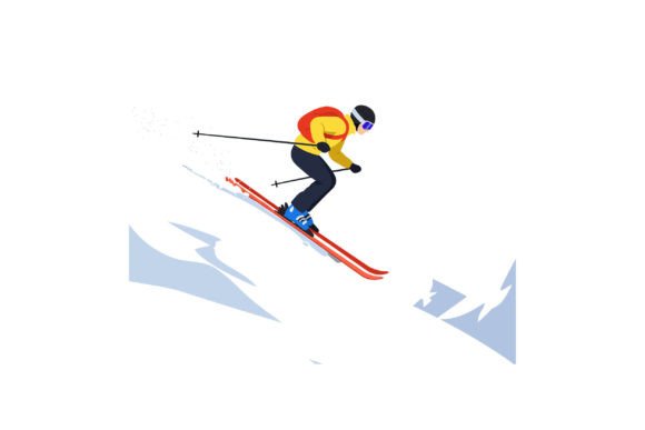 Capture Dynamic Energy with Skier in Dynamic Motion on Snowy Slope