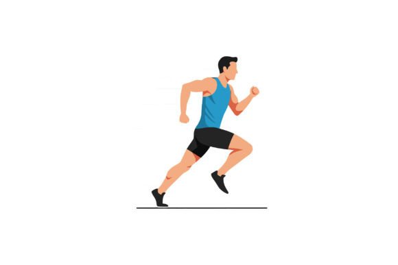 Capturing Motion: The Dynamic Male Runner in Motion with Flat