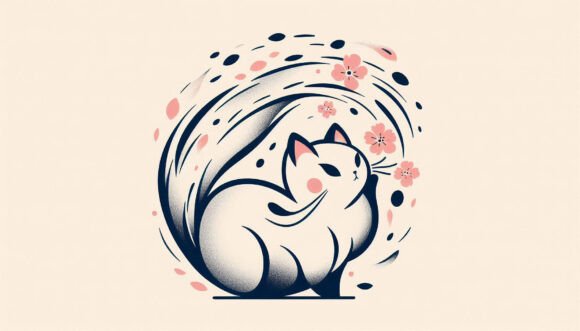 Cat with Petals in Motion: A Poetic Style for Modern Design
