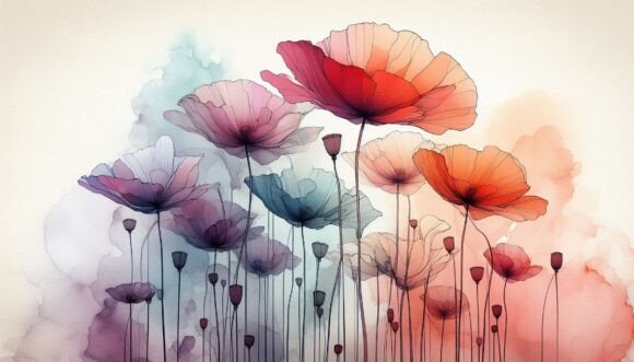 Chromatic Poppies Lift in Surreal Motion