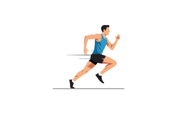 Dynamic Energy: The Runner in Motion with Dynamic Lines in F Typeface