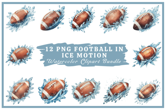 Freeze the Action: Football in Ice Motion Watercolor Bundle