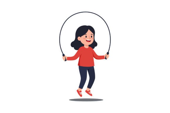 Girl Jumping Rope in Joyful Motion: A Font That Captures Pure Energy