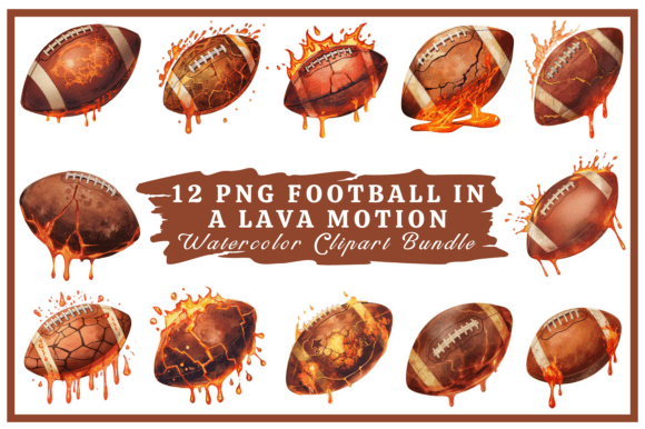 Ignite Your Designs with Football in a Lava Motion Watercolor Set