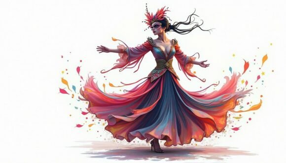 Masked Dancer Spinning in Acrylic Motion: Bold Design for Dynamic Brands