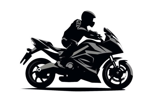 Sport Bike Rider Motion Clipart: Speed & Style for Designers